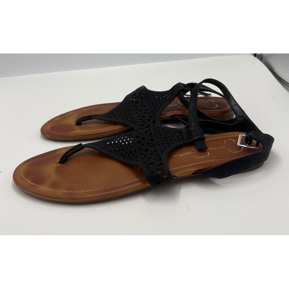 Jessica Simpson Women's Rovan‎ Flat Sandals Black Brown 10M